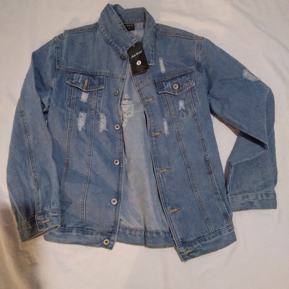 JudyBridal Oversize Denim Jacket for Women Ripped